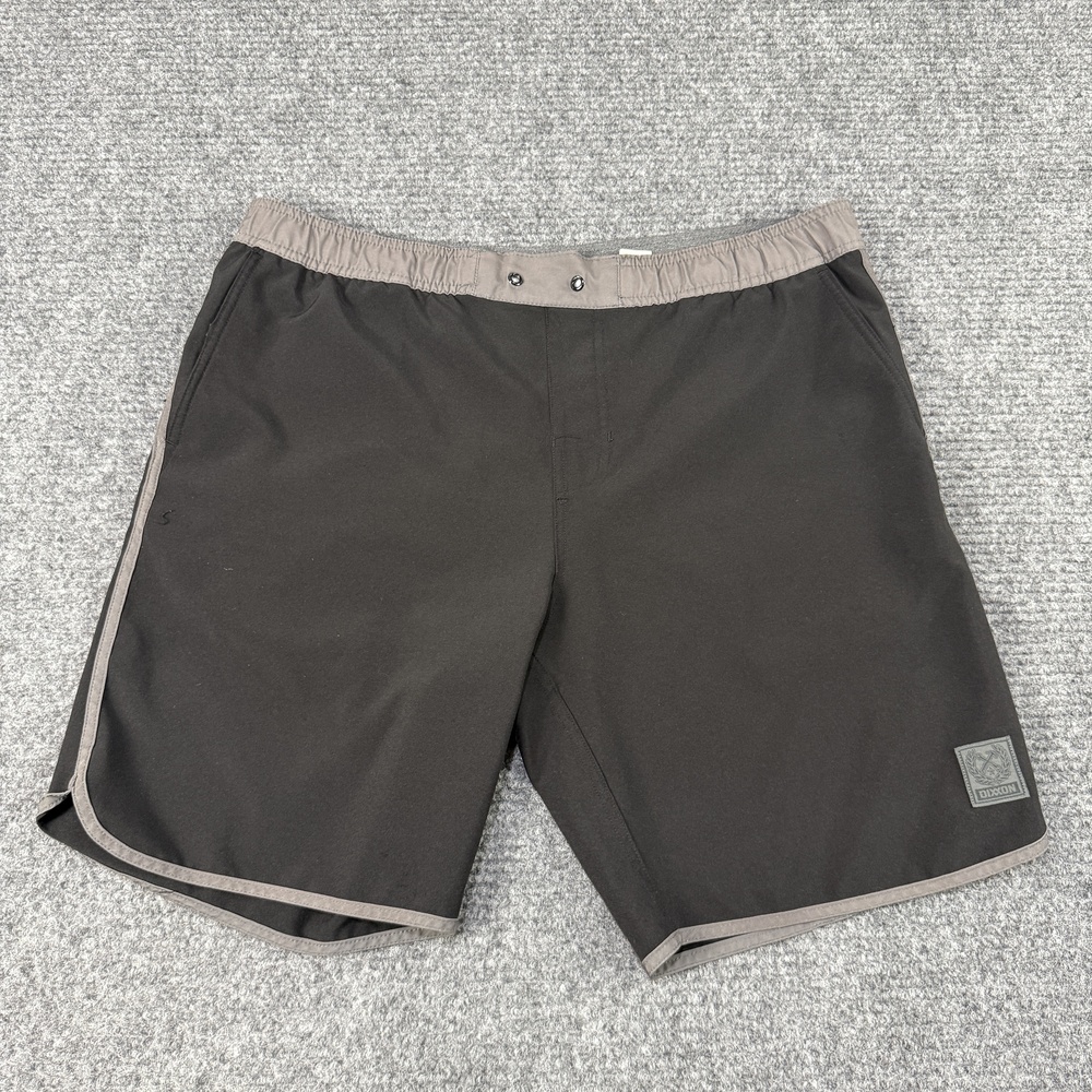 Dixxon Shorts Mens Medium Black Gray Athletic Performance Stretch Swim Trunks